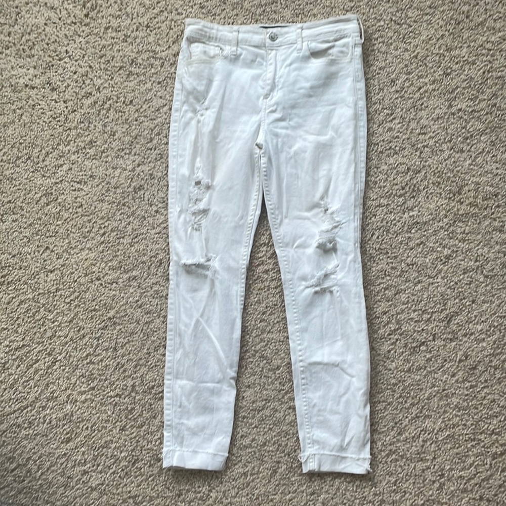 Distressed White Jeans